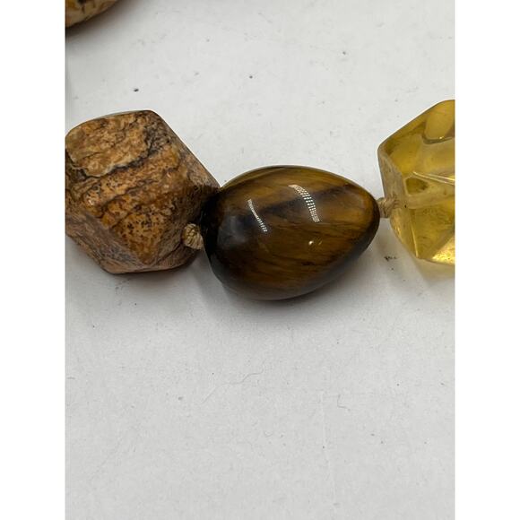 Sigrid Olsen Vintage Stone Tigers Eye Jasper Yellow Chunky Beaded‎ Necklace - Picture 8 of 9